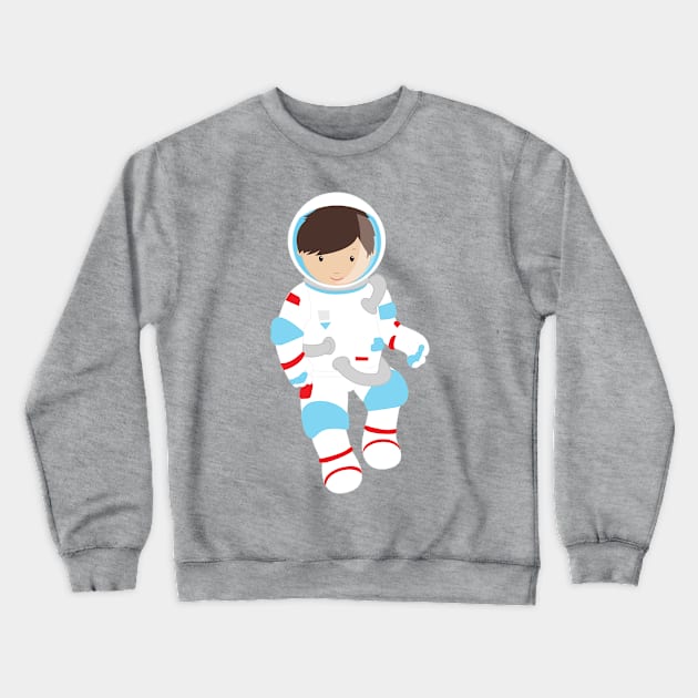 Astronaut Boy, Cosmonaut, Space Flight, Cute Boy Crewneck Sweatshirt by Jelena Dunčević